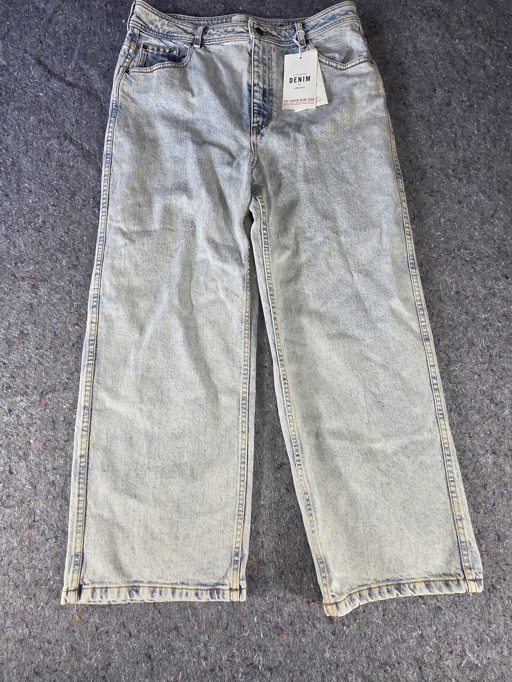 Sézane Le Crop Edge Blue Jeans Size 44 US 12 High Rise Wide Leg NWT